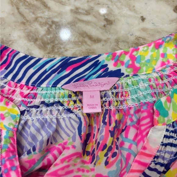 Lilly Pulitzer 100% Silk Tunic Top. Amelia Island Roar of the Seas. Size Medium - Picture 9 of 11
